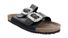 Ventutto Black Crystal Embellished Comfort Sandals-