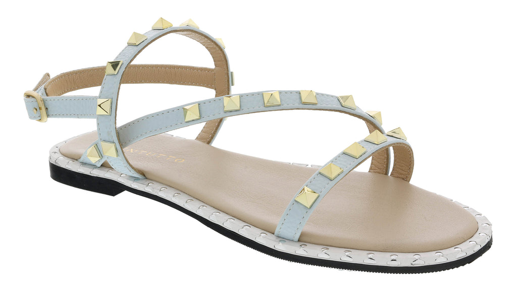 Ventutto Blue Riveted Embellished Strappy Sandals-6