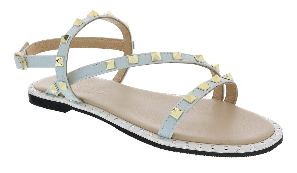 Ventutto Blue Riveted Embellished Strappy Sandals-8