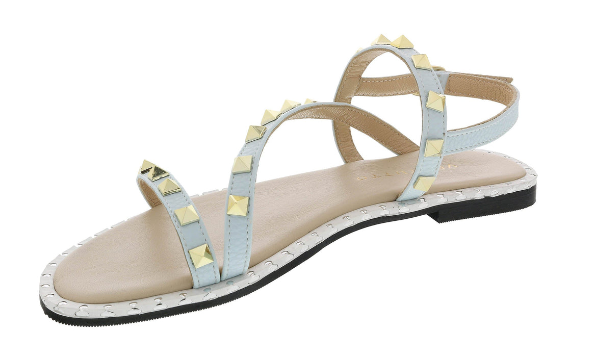 Ventutto Blue Riveted Embellished Strappy Sandals-