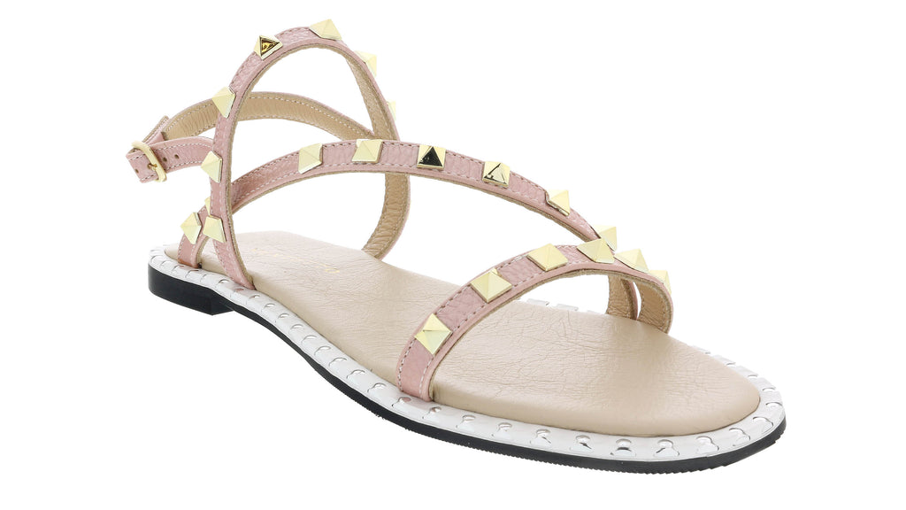 Ventutto Powder Pink Riveted Embellished Strappy Sandals-8