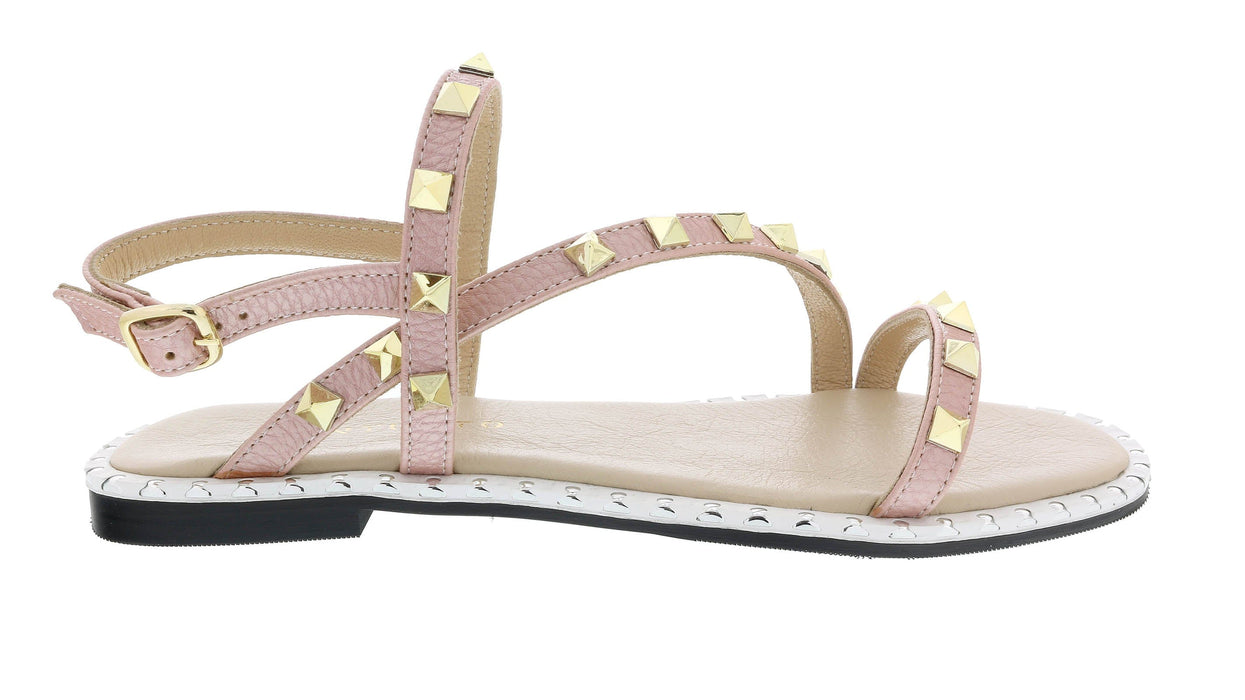 Ventutto Powder Pink Riveted Embellished Strappy Sandals-