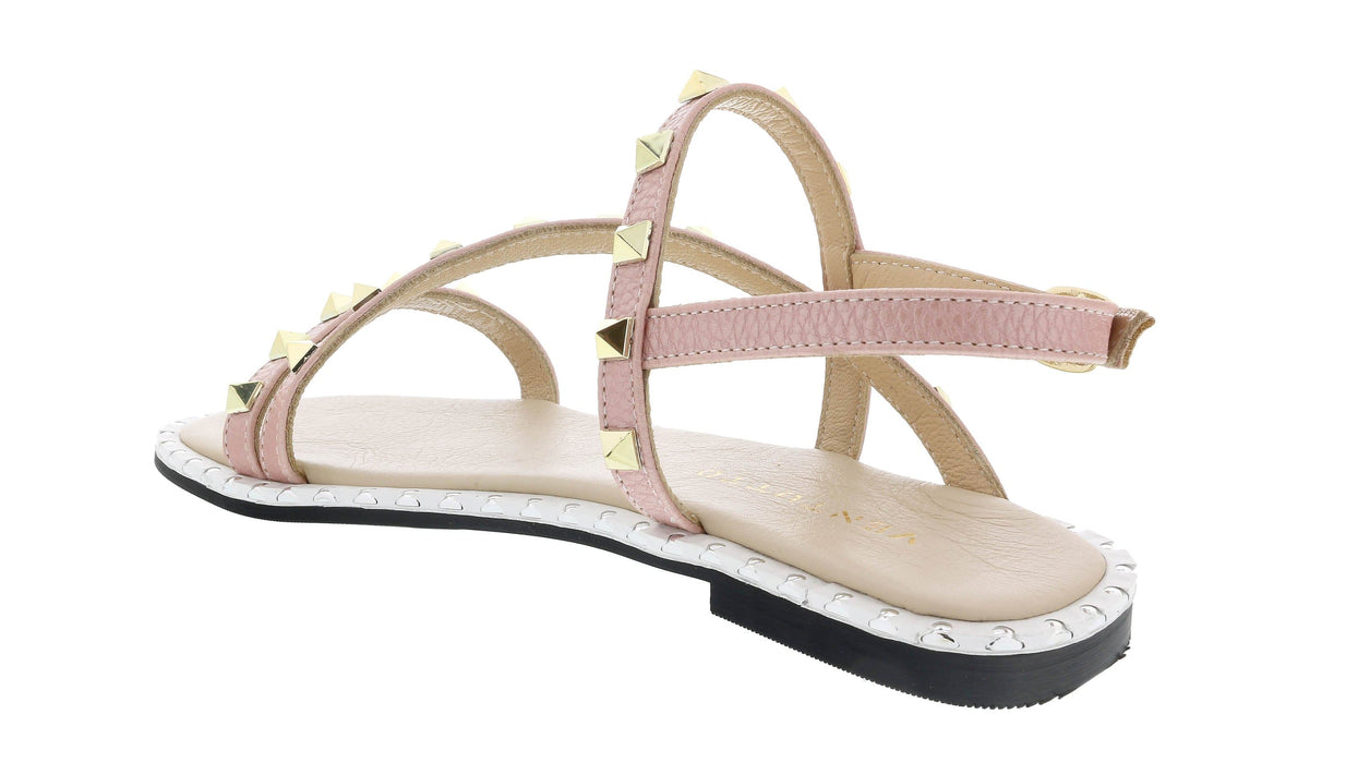Ventutto Powder Pink Riveted Embellished Strappy Sandals-