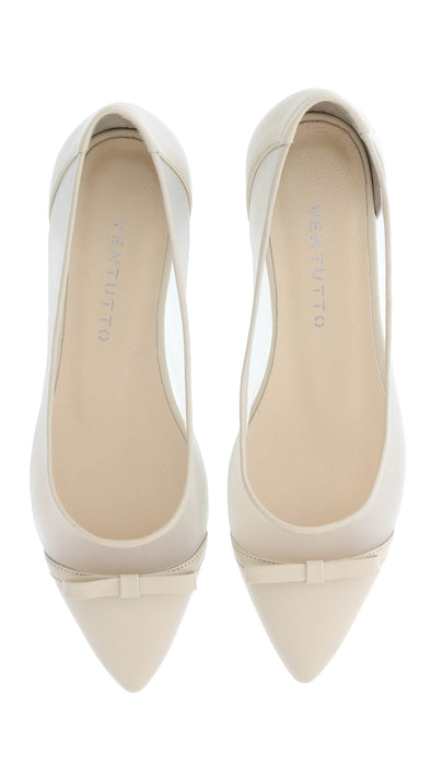 Ventutto Beige Mesh Ballerina Flats-