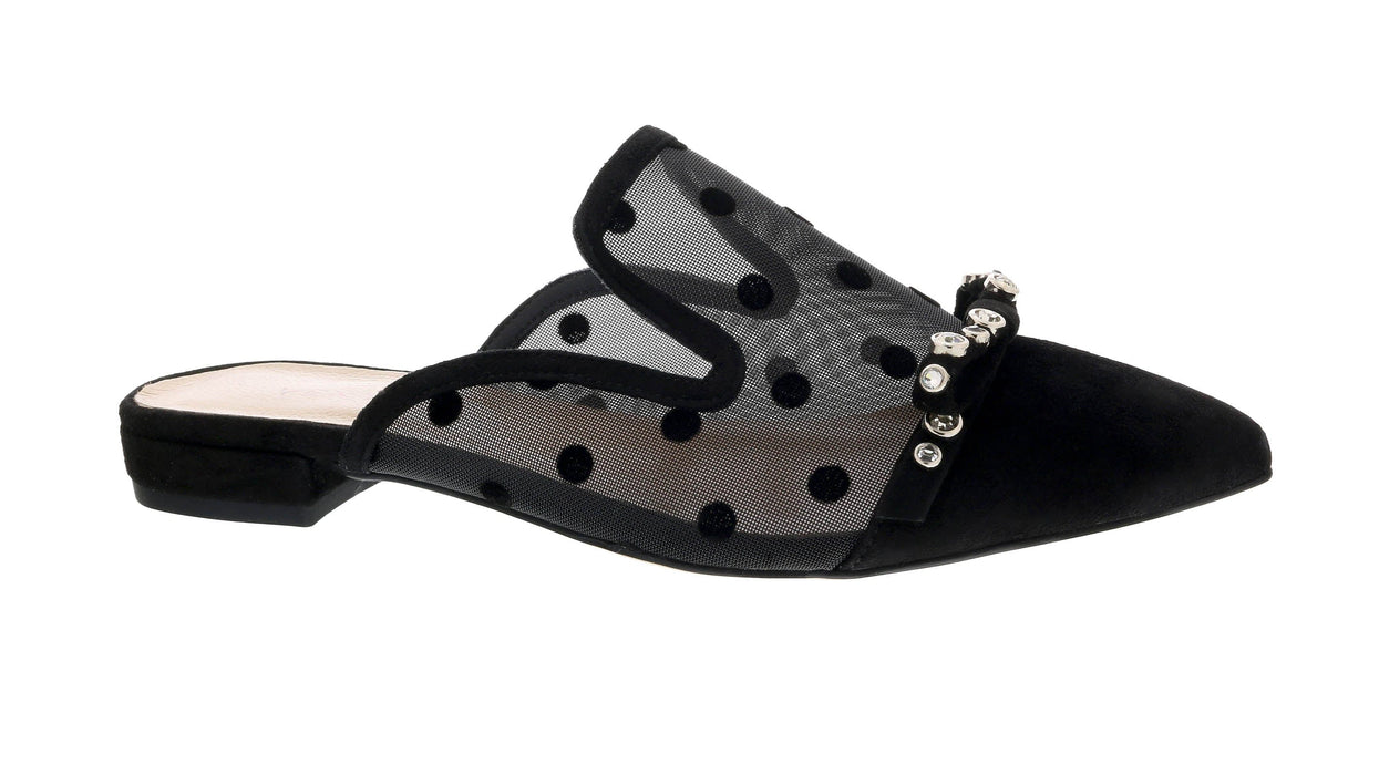 Ventutto Black Mesh Ballerina Flat Mule-
