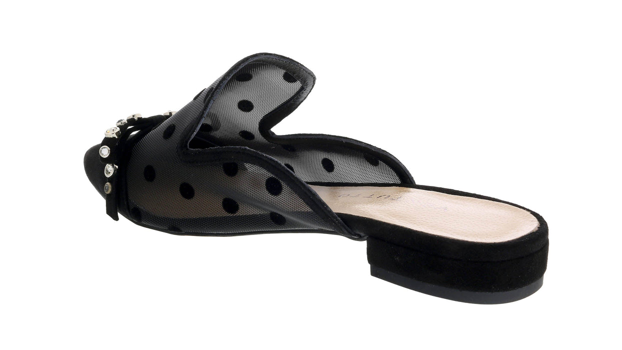 Ventutto Black Mesh Ballerina Flat Mule-