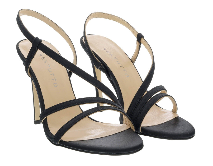Ventutto Black Classic Strappy High Heel Sandal-