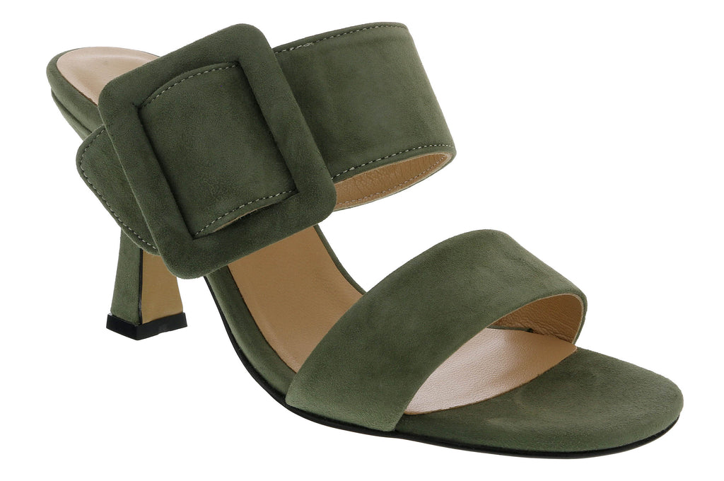 Ventutto Forest Green Wide Buckle High Heel Slide-9