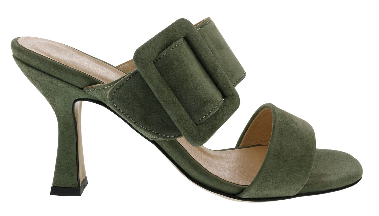 Ventutto Forest Green Wide Buckle High Heel Slide-
