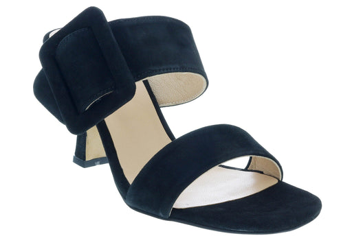 Ventutto Black Wide Buckle High Heel Slide-