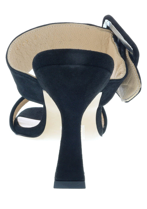 Ventutto Black Wide Buckle High Heel Slide-