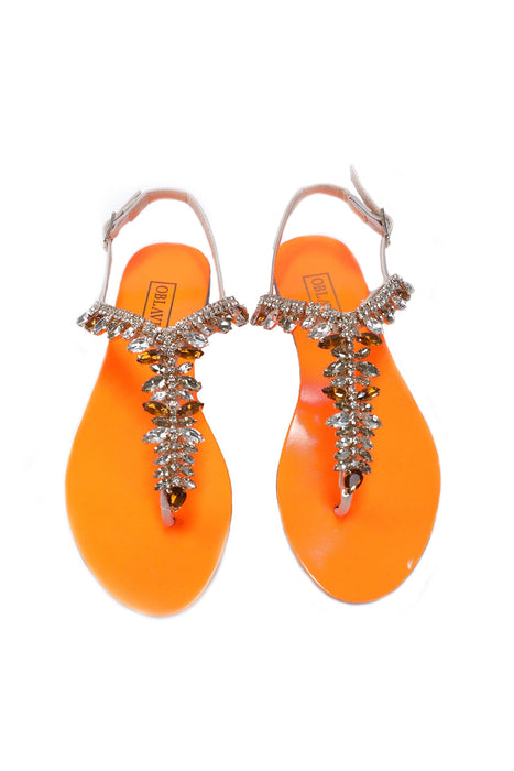 Ventutto Rio Red Crystal Cluster T-Strap Sandal