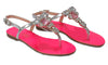 Ventutto Rio Fuschia Silver Crystal Cluster T-Strap Sandal-11