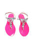 Ventutto Rio Fuschia Silver Crystal Cluster T-Strap Sandal