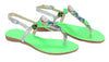 Ventutto Rio Bright Green Silver Crystal Cluster T-Strap Sandal-7