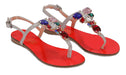 Ventutto Rio Red Silver Crystal Cluster T-Strap Sandal-8