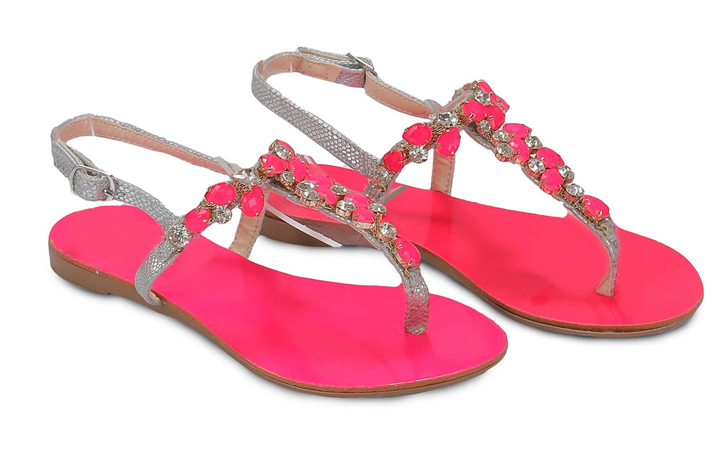 Ventutto Rio Pinky Crystal Cluster T-Strap Sandal