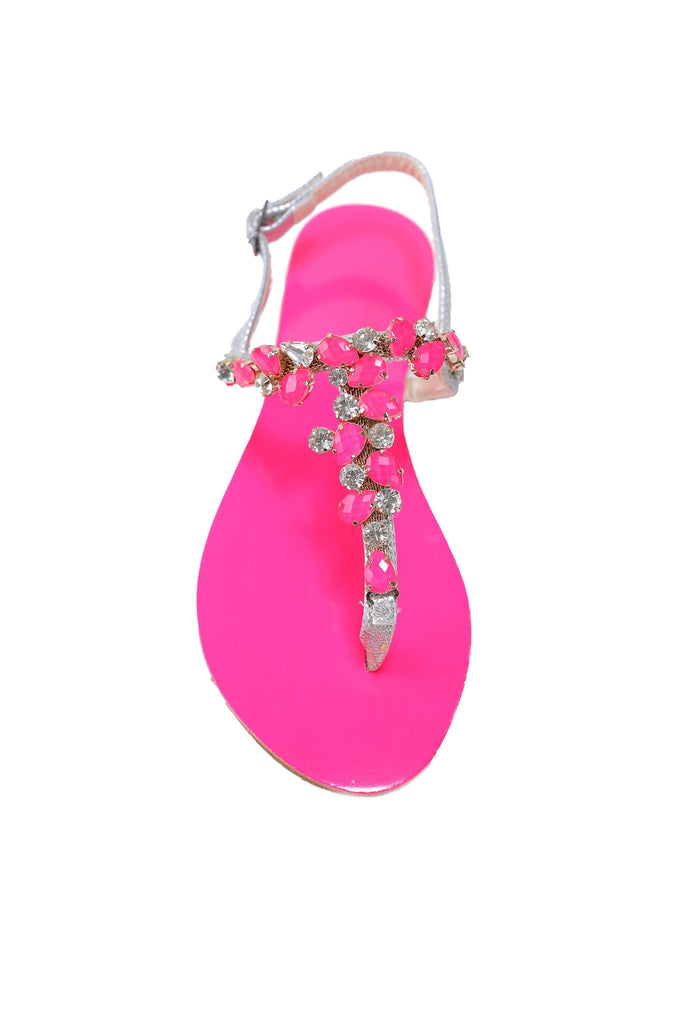 Ventutto Rio Pinky Crystal Cluster T-Strap Sandal