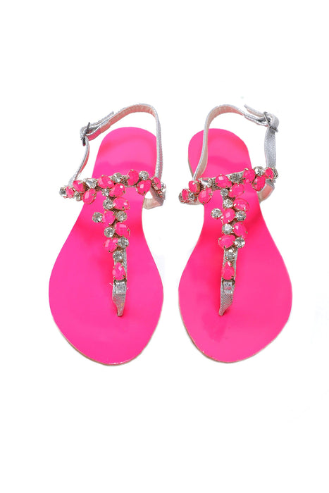 Ventutto Rio Pinky Crystal Cluster T-Strap Sandal