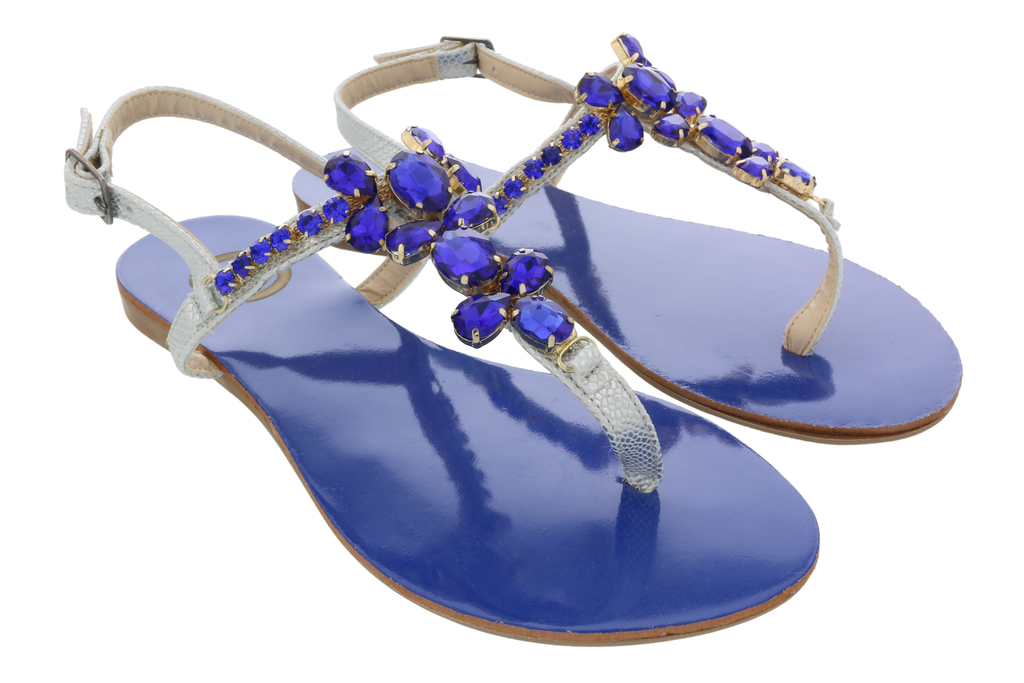 Ventutto Rio Star Blue Crystal Cluster T-Strap Sandal-9