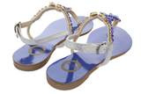 Ventutto Rio Star Blue Crystal Cluster T-Strap Sandal