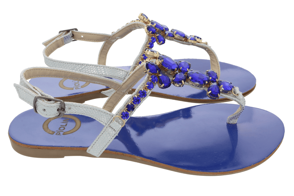 Ventutto Rio Star Blue Crystal Cluster T-Strap Sandal