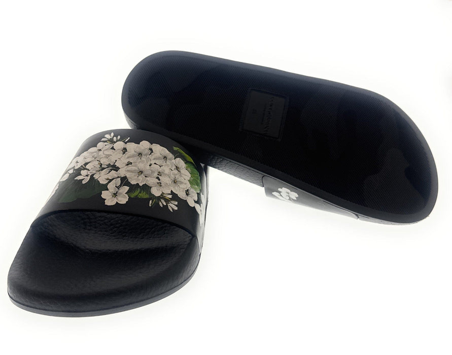 Dolce & Gabbana Black Floral Print Strap Pool Slide-35