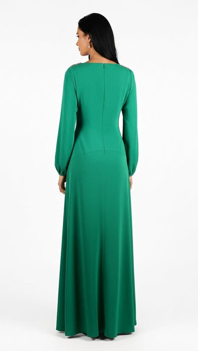 Roberto Cavalli Emerald Green Wing Detailed Keyhole Dress Gown