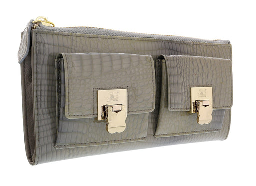 J&C J11-012 GRIGIO Grey Zippered  Large Wallet