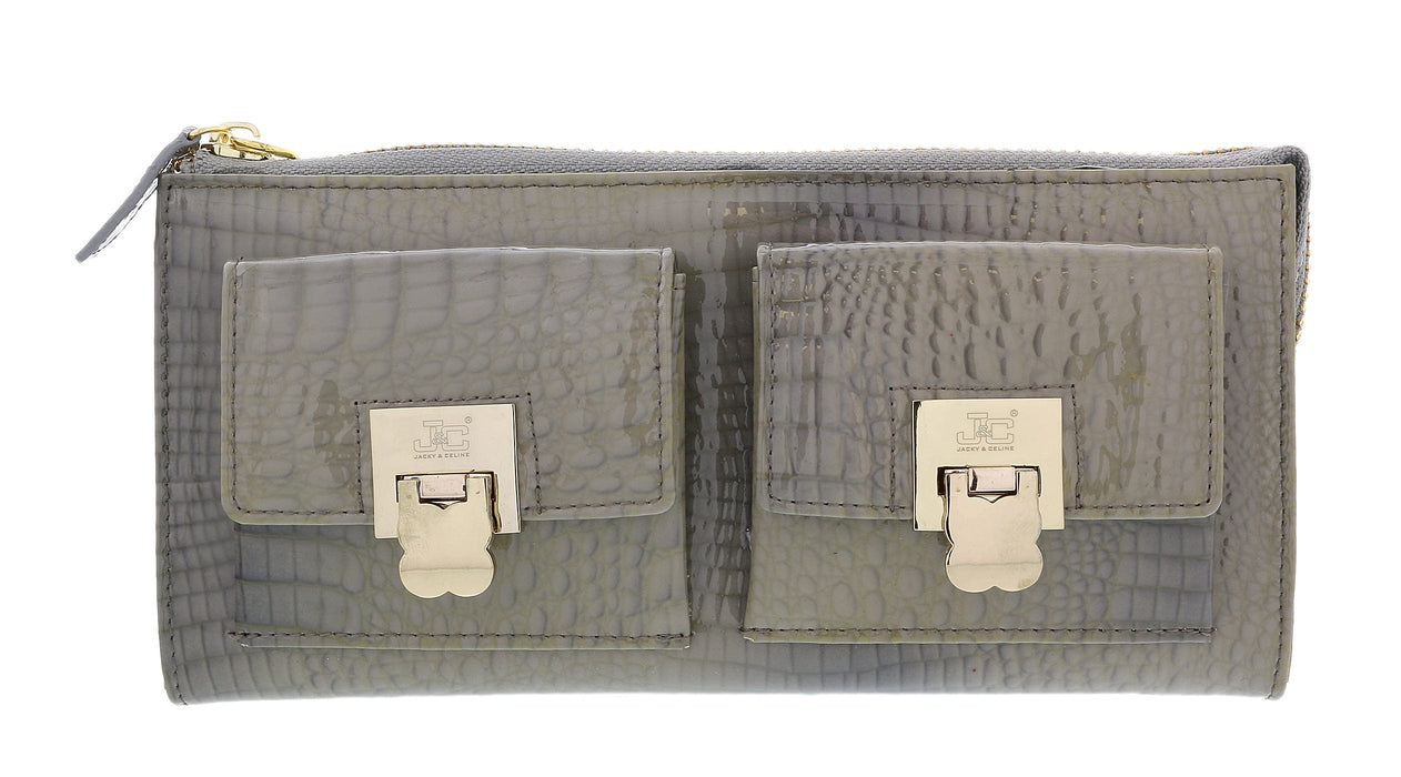 J&C J11-012 GRIGIO Grey Zippered  Large Wallet