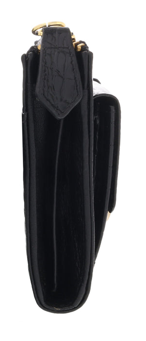 J&C J11-012 NERO Black Zippered  Large Wallet