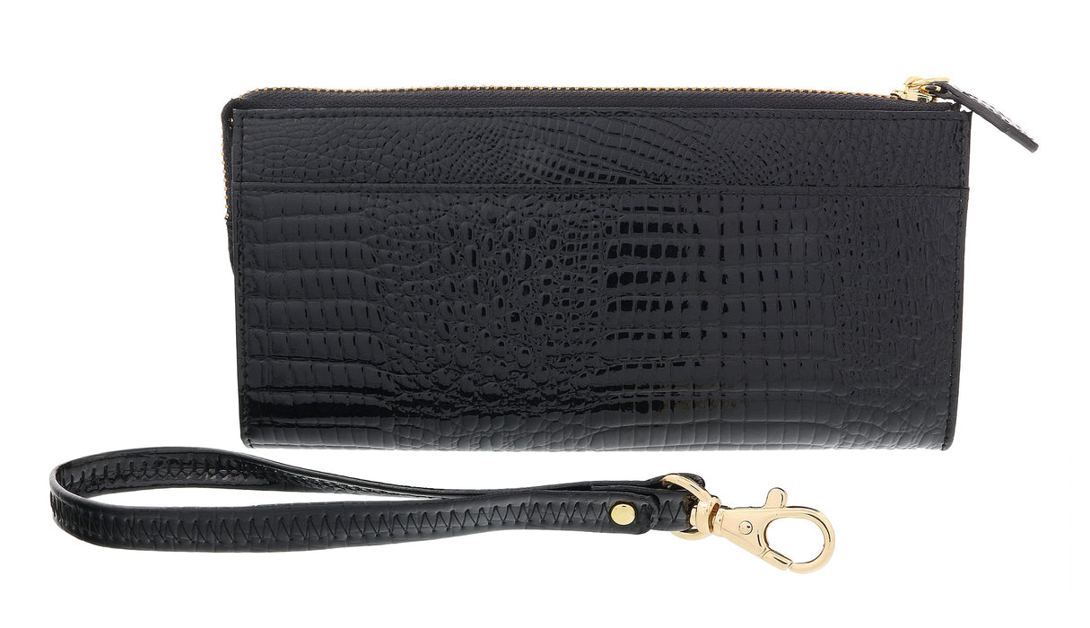 J&C J11-012 NERO Black Zippered  Large Wallet