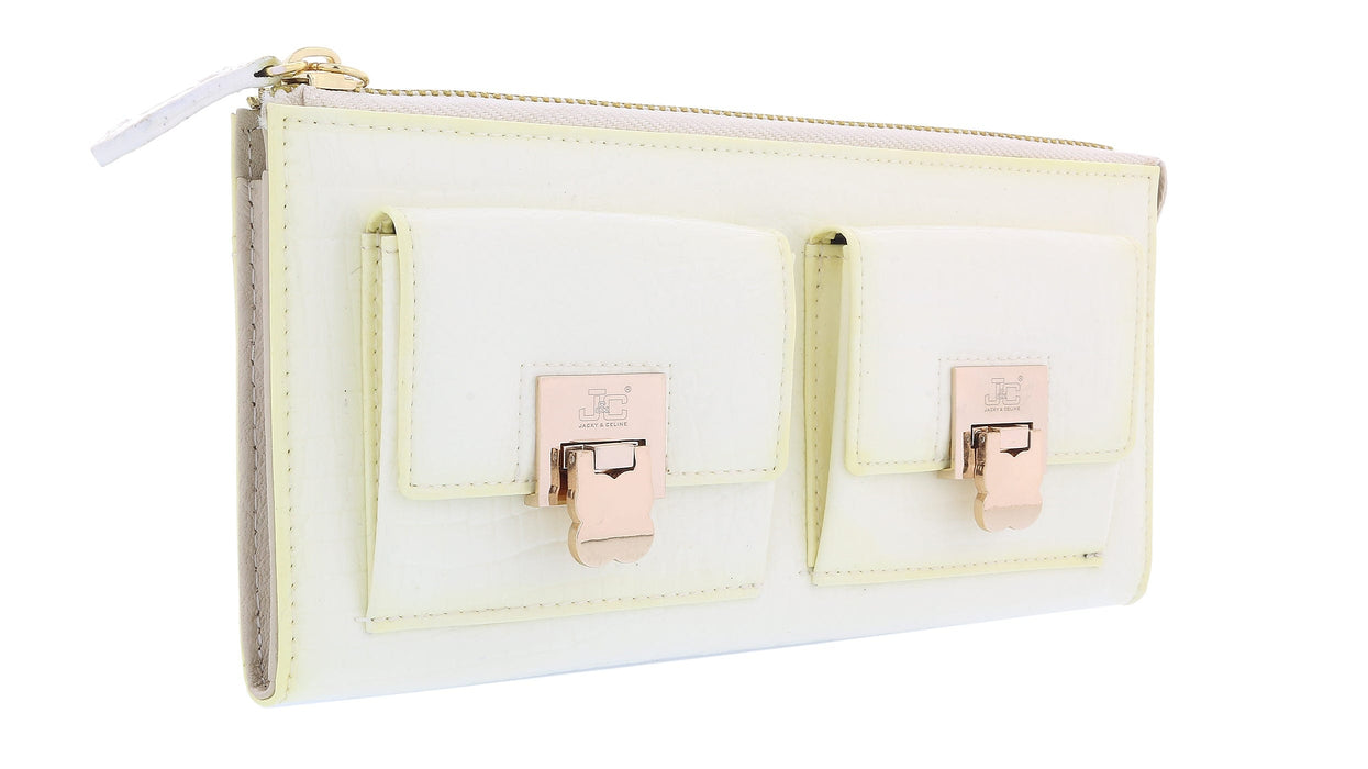 J&C J11-012 AVARIO Ivory Zippered  Large Wallet