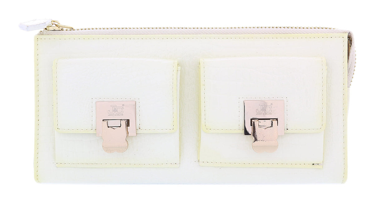 J&C J11-012 AVARIO Ivory Zippered  Large Wallet