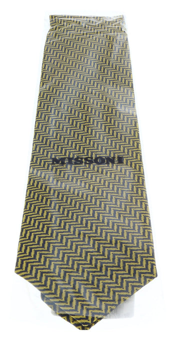 Missoni U4519 Gold Herringbone 100% Silk Tie