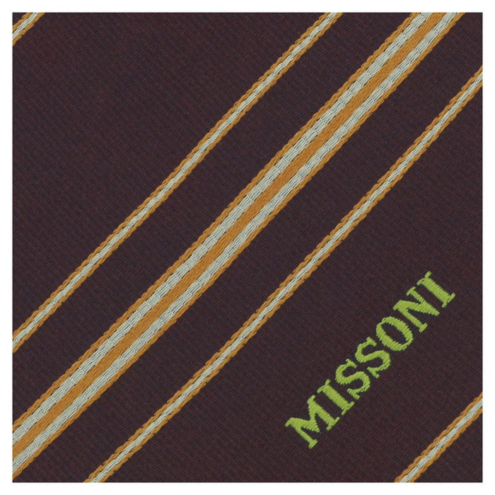 Missoni U5026 Brown/Orange Regimental 100% Silk Tie