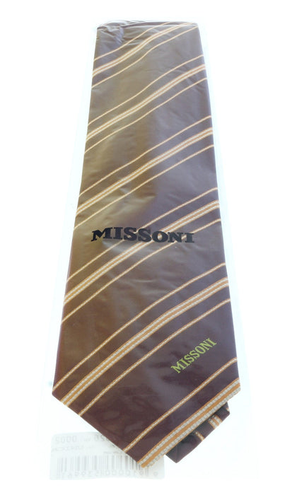 Missoni U5026 Brown/Orange Regimental 100% Silk Tie