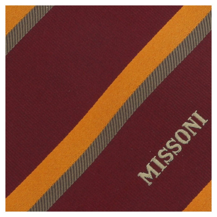 Missoni U5035 Burgundy/Orange Regimental 100% Silk Tie