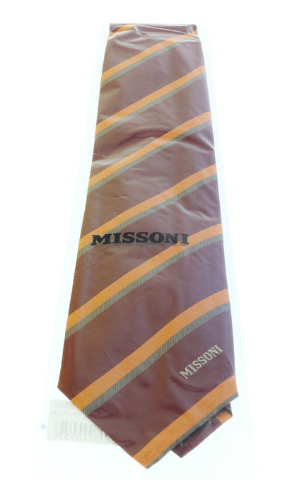 Missoni U5035 Burgundy/Orange Regimental 100% Silk Tie