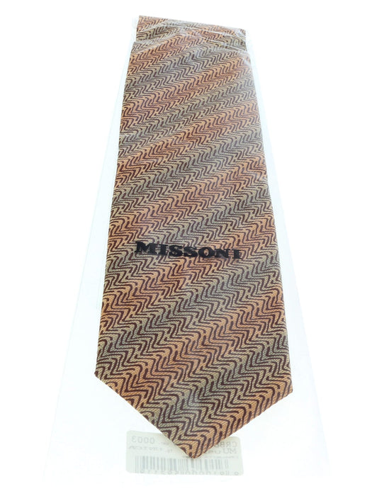 Missoni U5297 Brown/Gold Sharkskin 100% Silk Tie