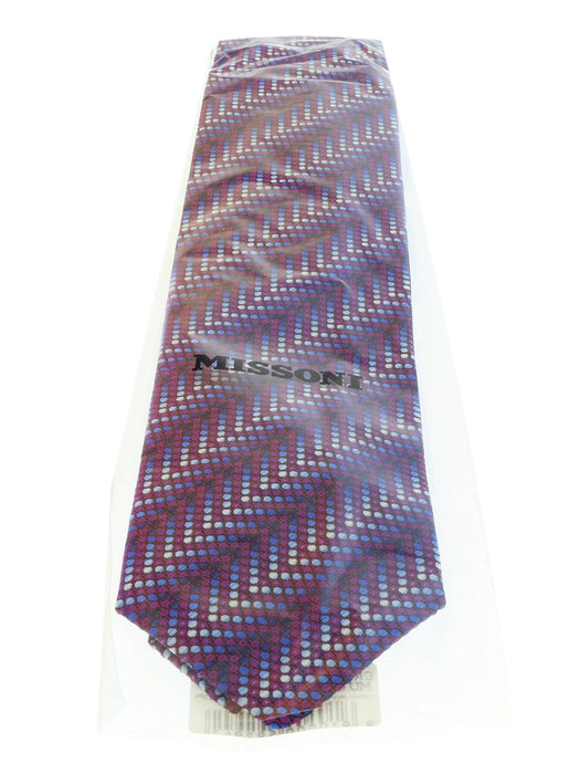 Missoni U5304 Purple/Silver Chevron 100% Silk Tie