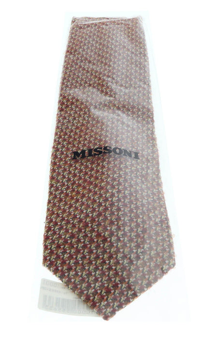 Missoni U5090 Burgundy/Brown Basketweave 100% Silk Tie