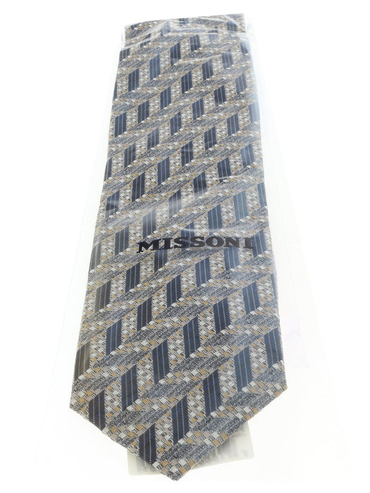Missoni U5097 Silver/Gold Chevron 100% Silk Tie