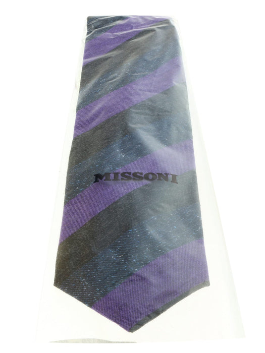 Missoni U5120 Grey/Purple Awning 100% Silk Tie