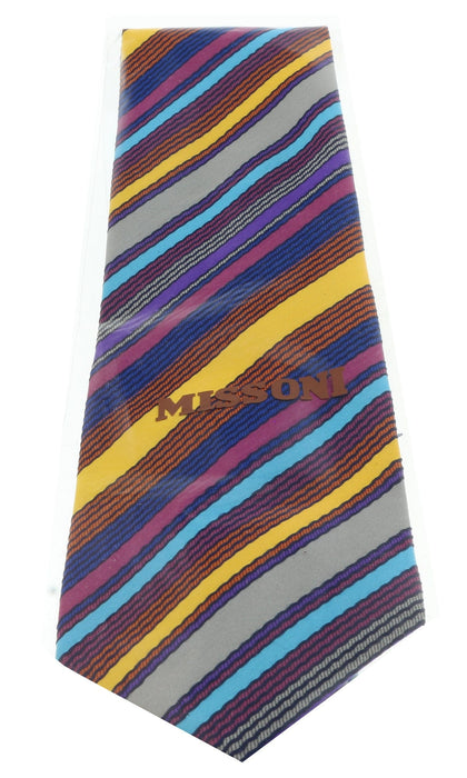 Missoni U8013 Gold/Blue Pencil Stripe 100% Silk Tie
