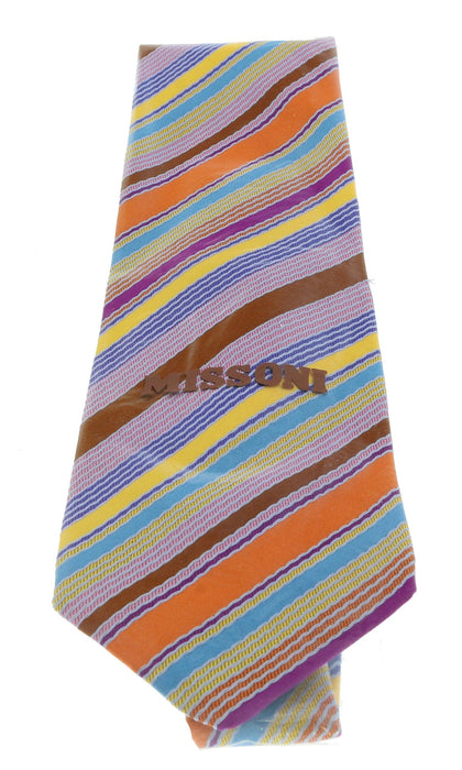 Missoni U8013 Orange/Gold Pencil Stripe 100% Silk Tie
