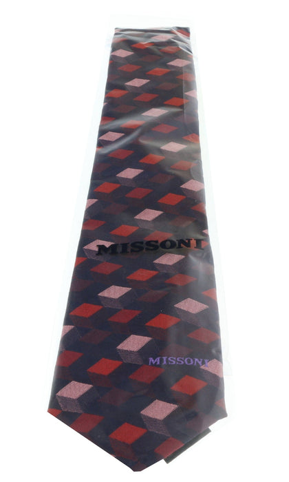 Missoni U5562 Red/Maroon Graphic 100% Silk Tie