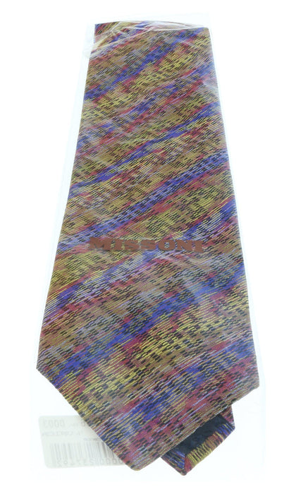 Missoni U8006 Gold/Blue Bar Code 100% Silk Tie
