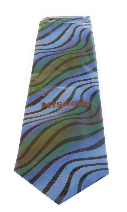 Missoni U0814 Blue/Green Bengal Stripe 100% Silk Tie