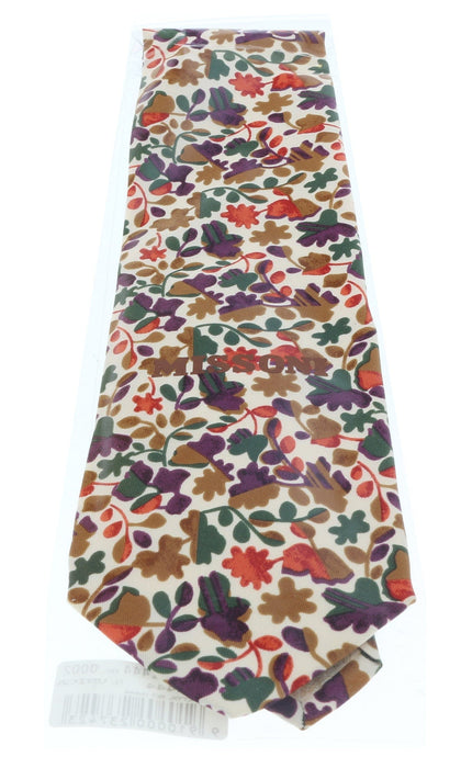 Missoni U1444 Cream/Green Floral 100% Silk Tie